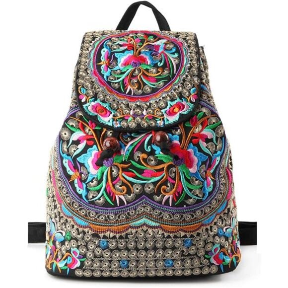 Vintage Embroidered Women Backpack Ethnic Travel Bag main image 4